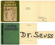 Dr. Seuss Signed First Edition, First Printing of His Adult Humor Book, More Boners in Original Dust Jacket -- Inscribed to Author-Psychoanalyst Arnold Rogow
